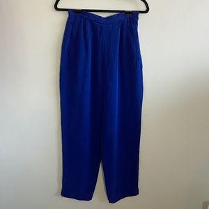Vintage "Yves Klein Blue" Silk High-waisted Pants